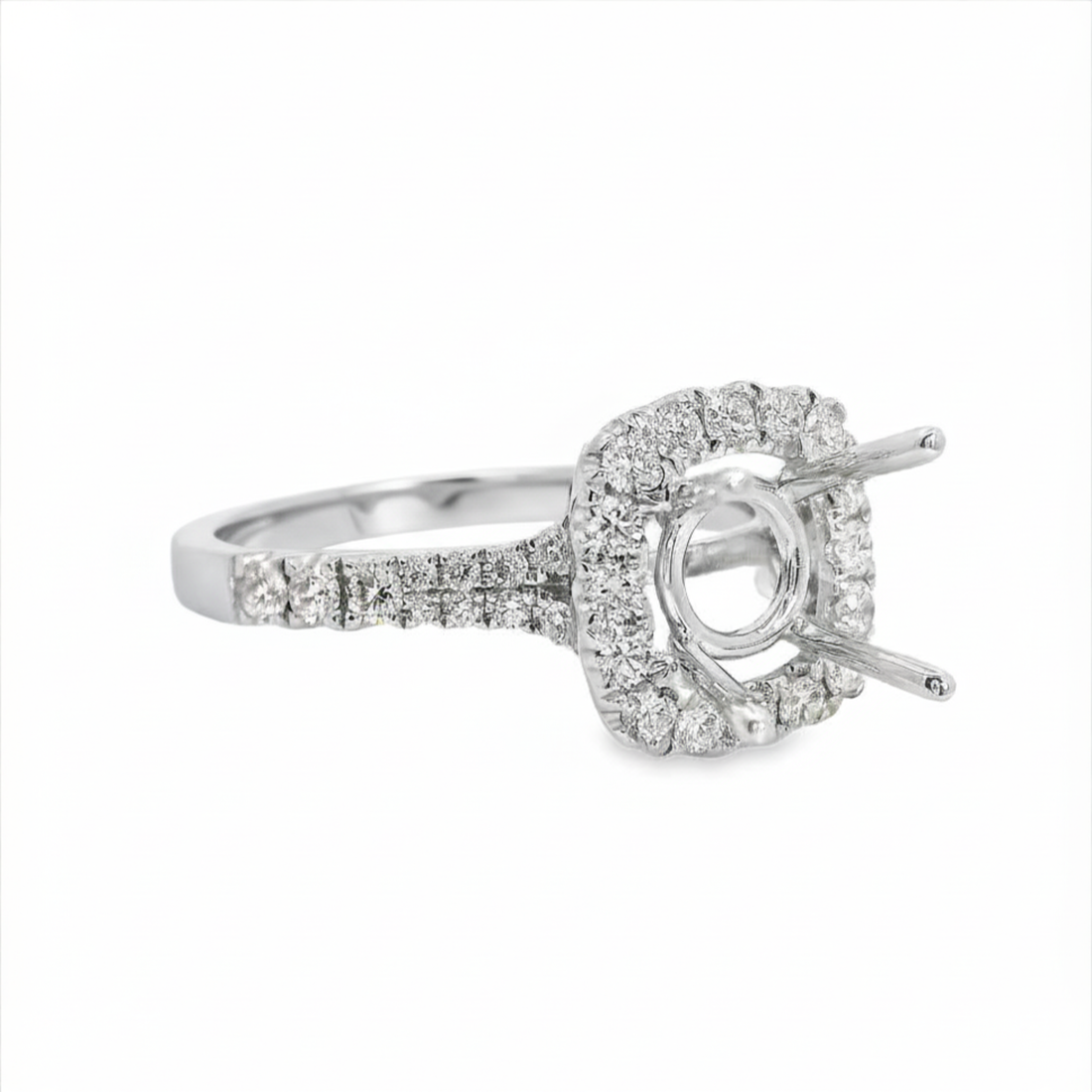 18kt White Gold Full Cut Diamond Halo Semi-Mount Ring (.47ct)