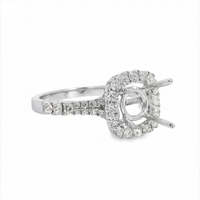 18kt White Gold Full Cut Diamond Halo Semi-Mount Ring (.47ct)