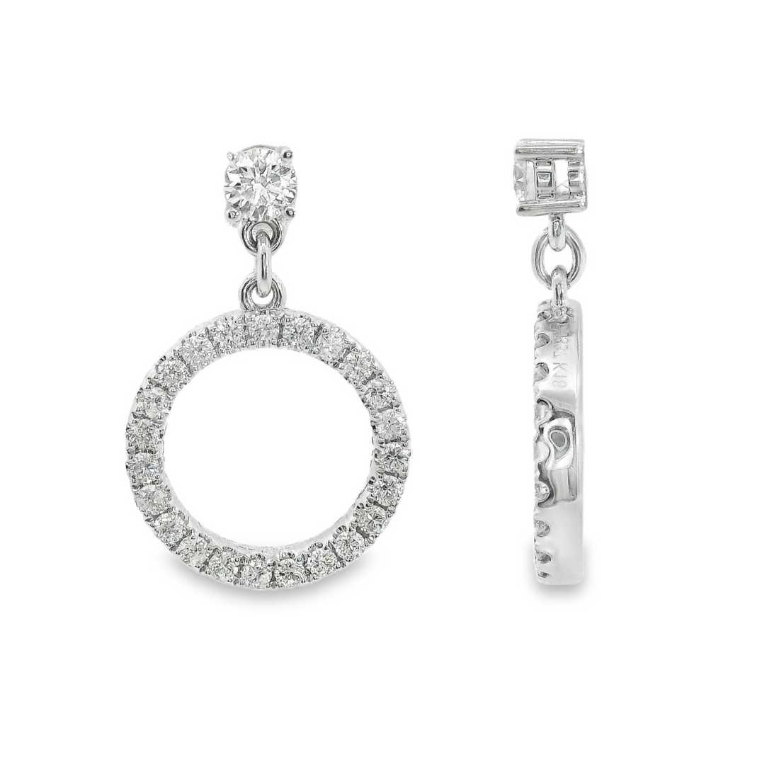 18kt White Gold Natural Diamonds Circle Drop Earrings (0.67ct)
