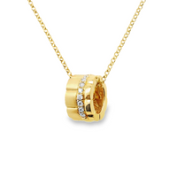 18kt Yellow Gold Natural Round Diamond Wheel Pendant (.08ct)