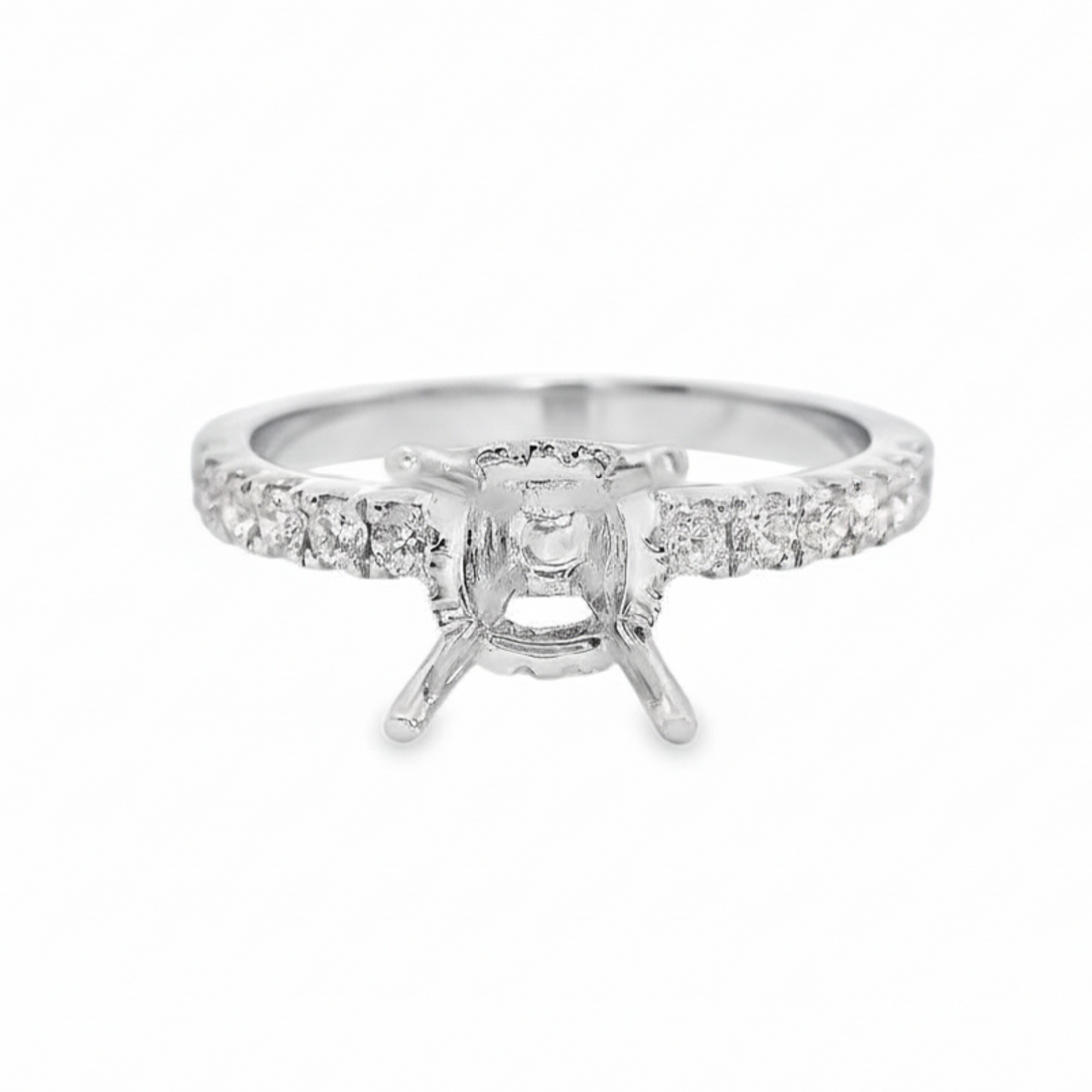 18kt White Gold Full-Cut Diamond Hidden Halo Semi-Mount Ring (.36ct)