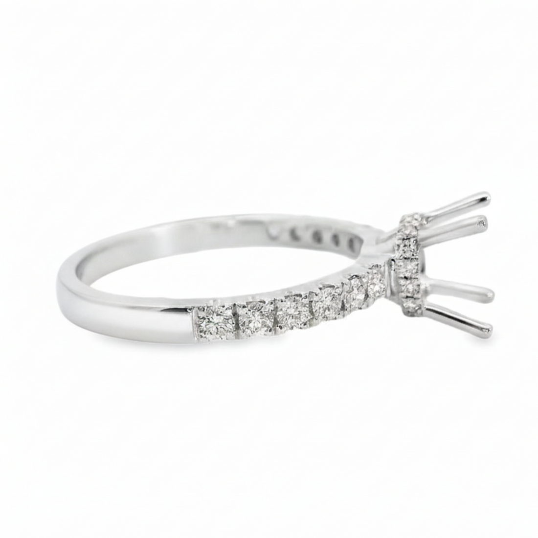 18kt White Gold Full-Cut Diamond Hidden Halo Semi-Mount Ring (.36ct)