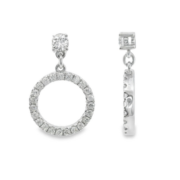 18kt White Gold Natural Diamonds Circle Drop Earrings (0.67ct)