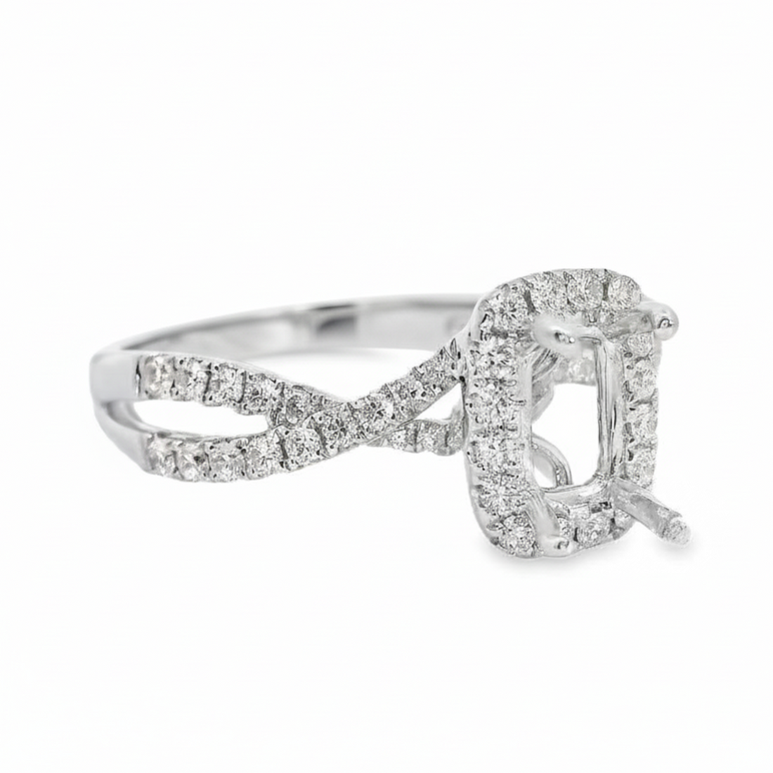 18kt White Gold Full-Cut Diamond Halo Semi-Mount Ring (.38ct)