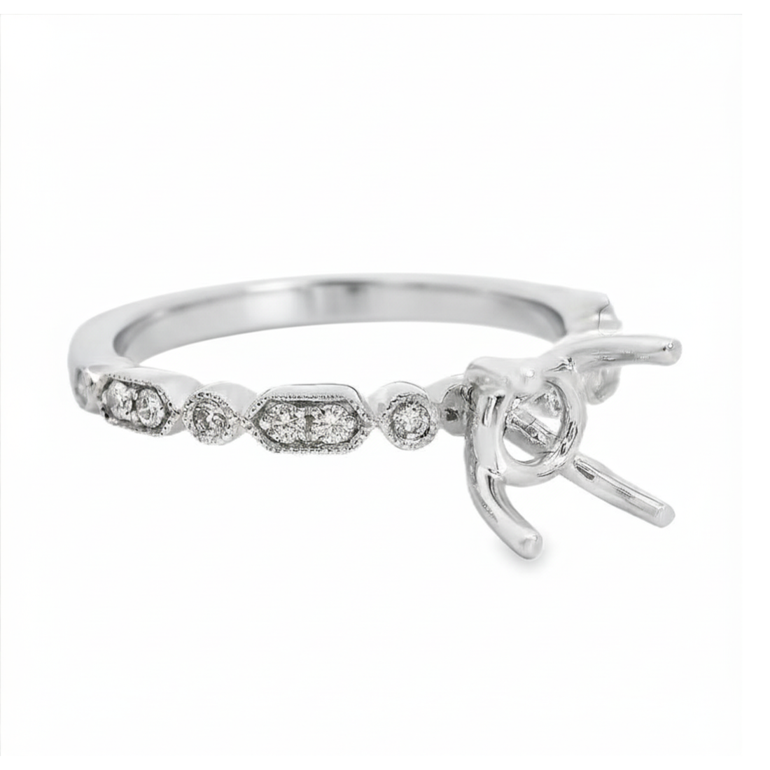 18kt White Gold Full-Cut Diamond Semi-Mount Ring (.13ct)