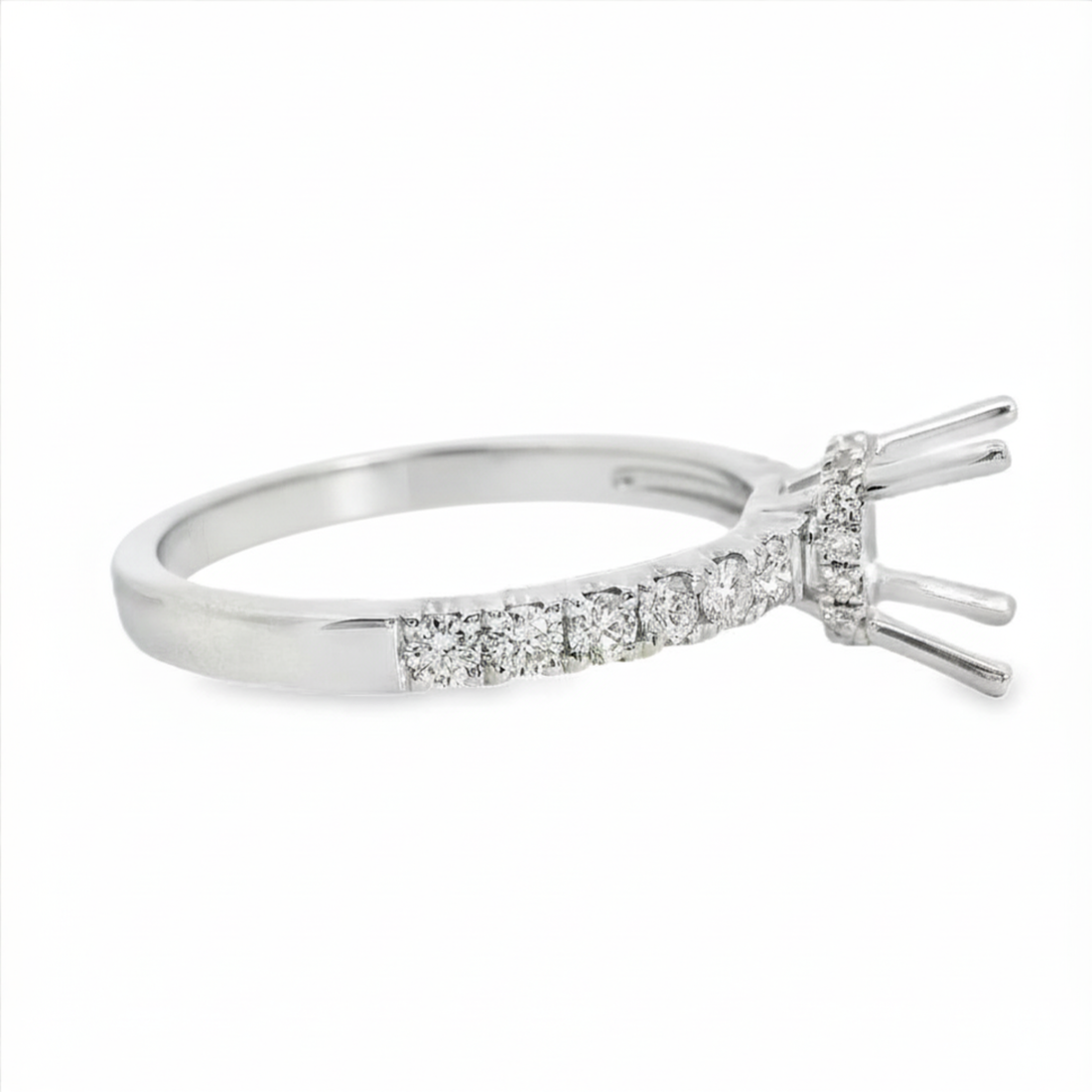 18kt White Gold Full-Cut Diamond Hidden Halo Semi-Mount Ring (.38ct)