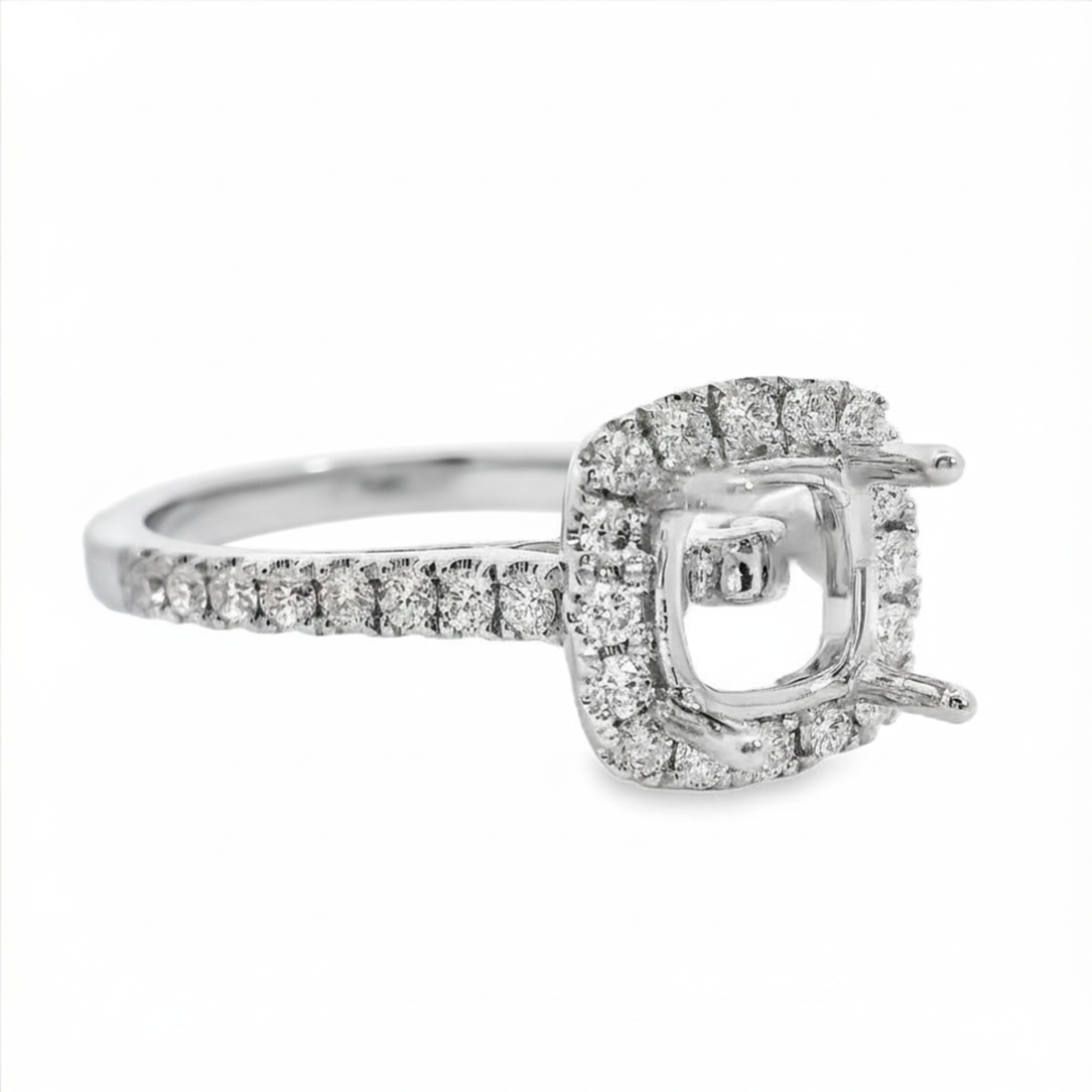 18kt White Gold Full-Cut Diamond Halo Semi-Mount Ring (.37ct)