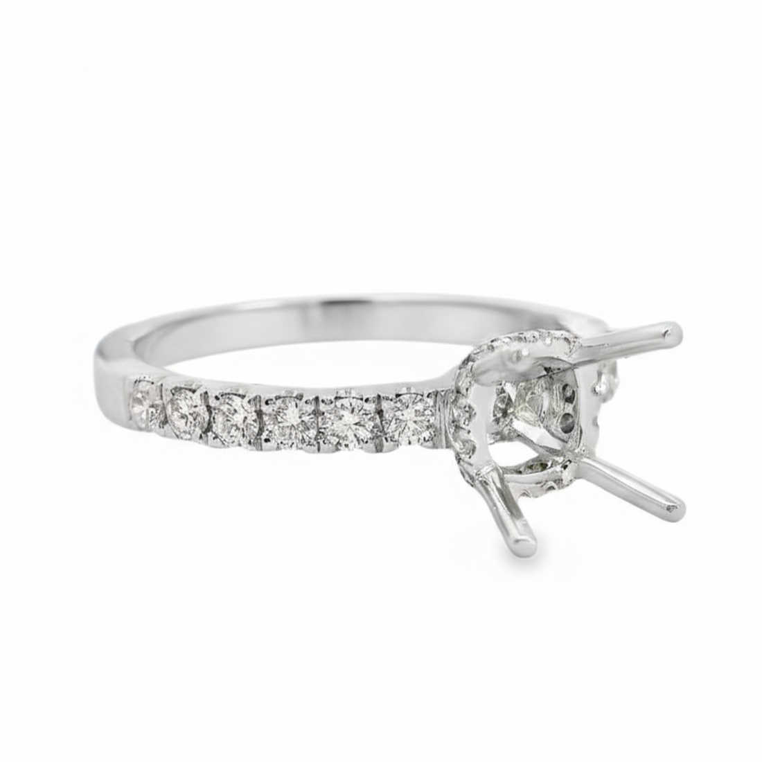 18kt White Gold Full-Cut Diamond Hidden Halo Semi-Mount Ring (.36ct)