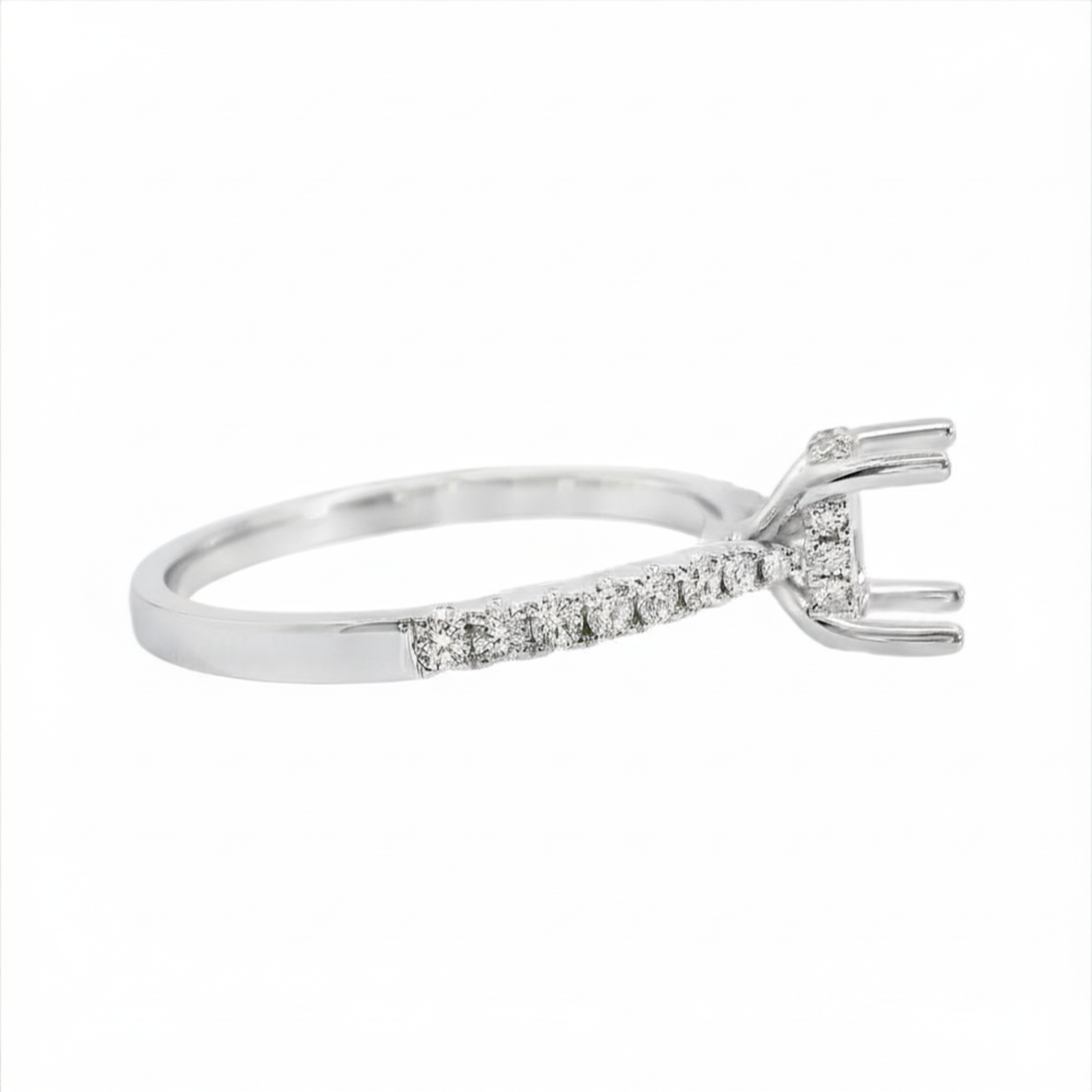 18kt White Gold Hidden Halo Natural Diamonds Semi-Mount Ring (0.26ct)