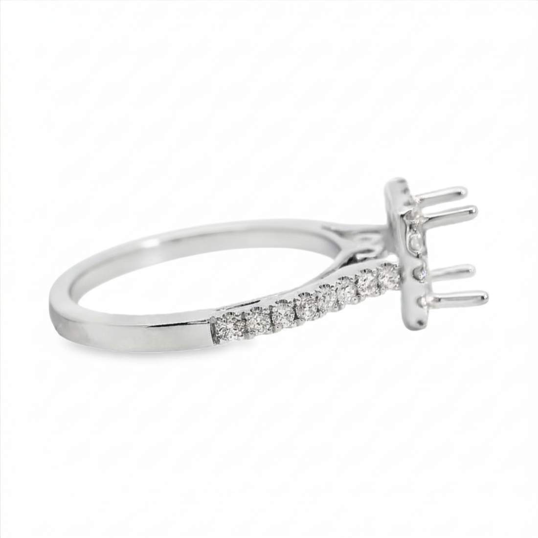 18kt White Gold Full-Cut Diamond Halo Semi-Mount Ring (.37ct)