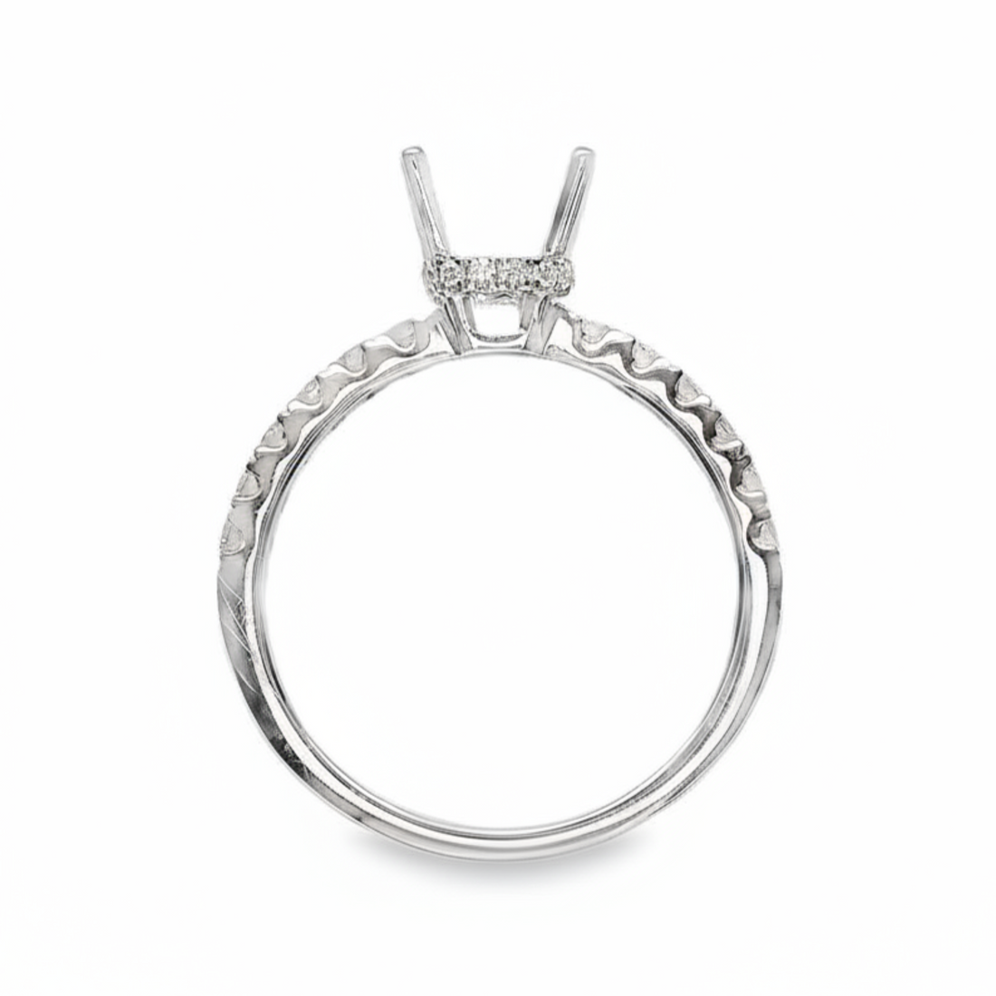 18kt White Gold Full-Cut Diamond Hidden Halo Semi-Mount Ring (.36ct)
