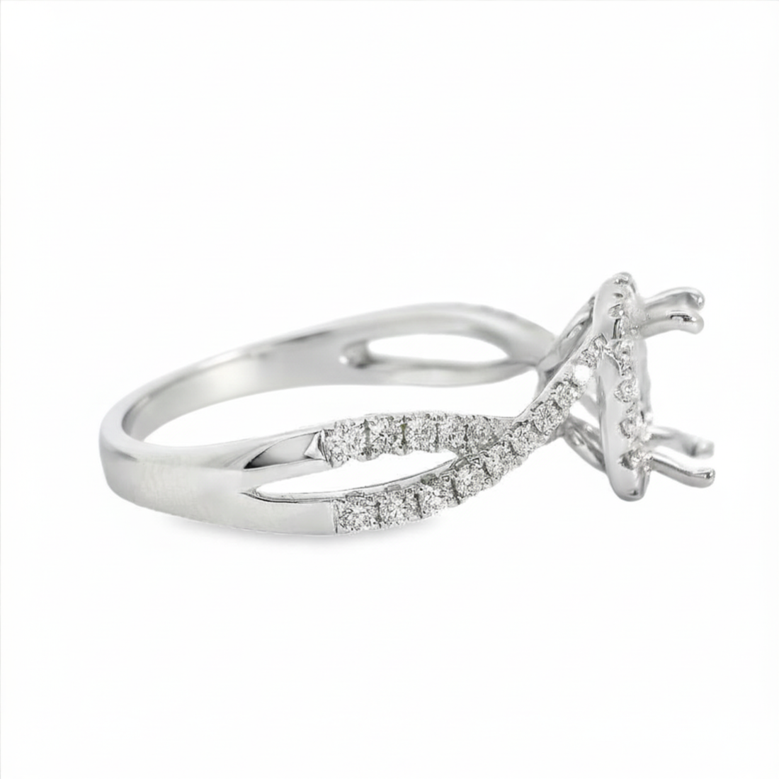 18kt White Gold Full-Cut Diamond Halo Semi-Mount Ring (.38ct)