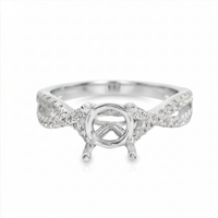 18kt White Gold Natural Diamond Twisted Shank Semi-Mount Ring (.23ct)