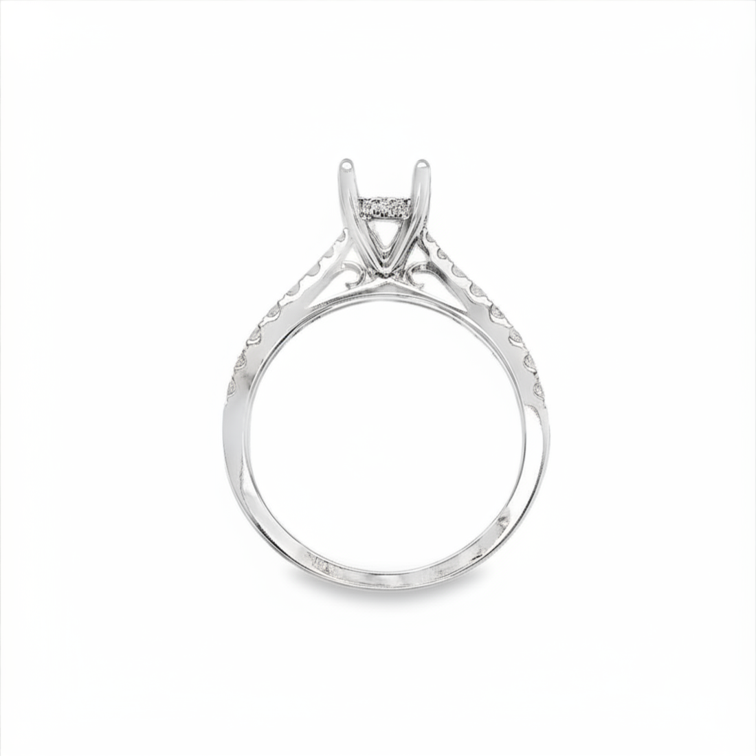 18kt White Gold Hidden Halo Natural Diamonds Semi-Mount Ring (0.29ct)