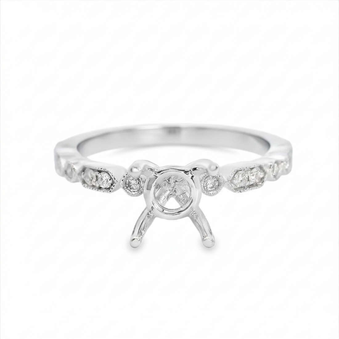 18kt White Gold Full-Cut Diamond Semi-Mount Ring (.13ct)