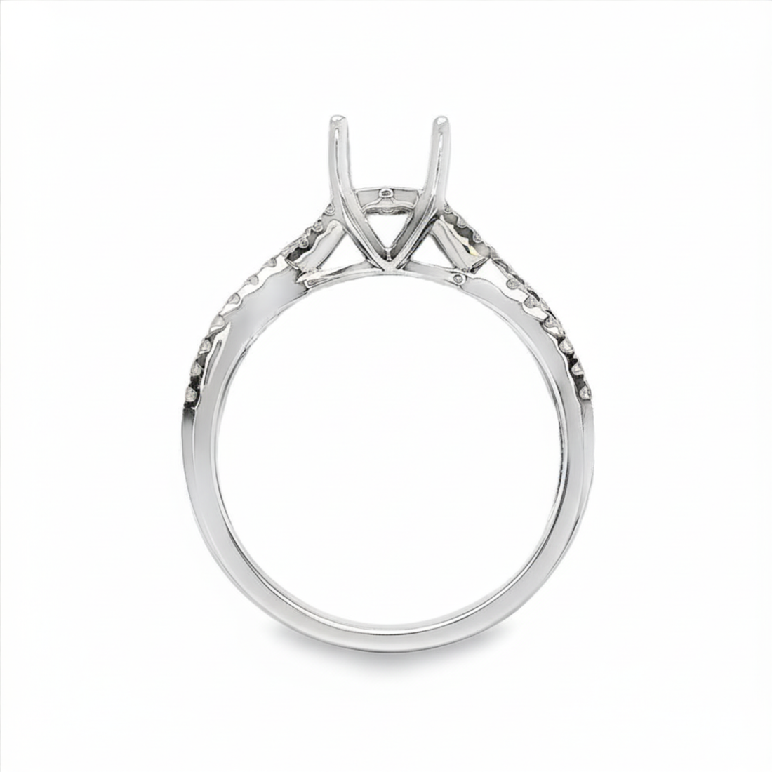 18kt White Gold Natural Diamond Twisted Shank Semi-Mount Ring (.23ct)