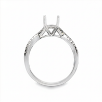 18kt White Gold Natural Diamond Twisted Shank Semi-Mount Ring (.23ct)
