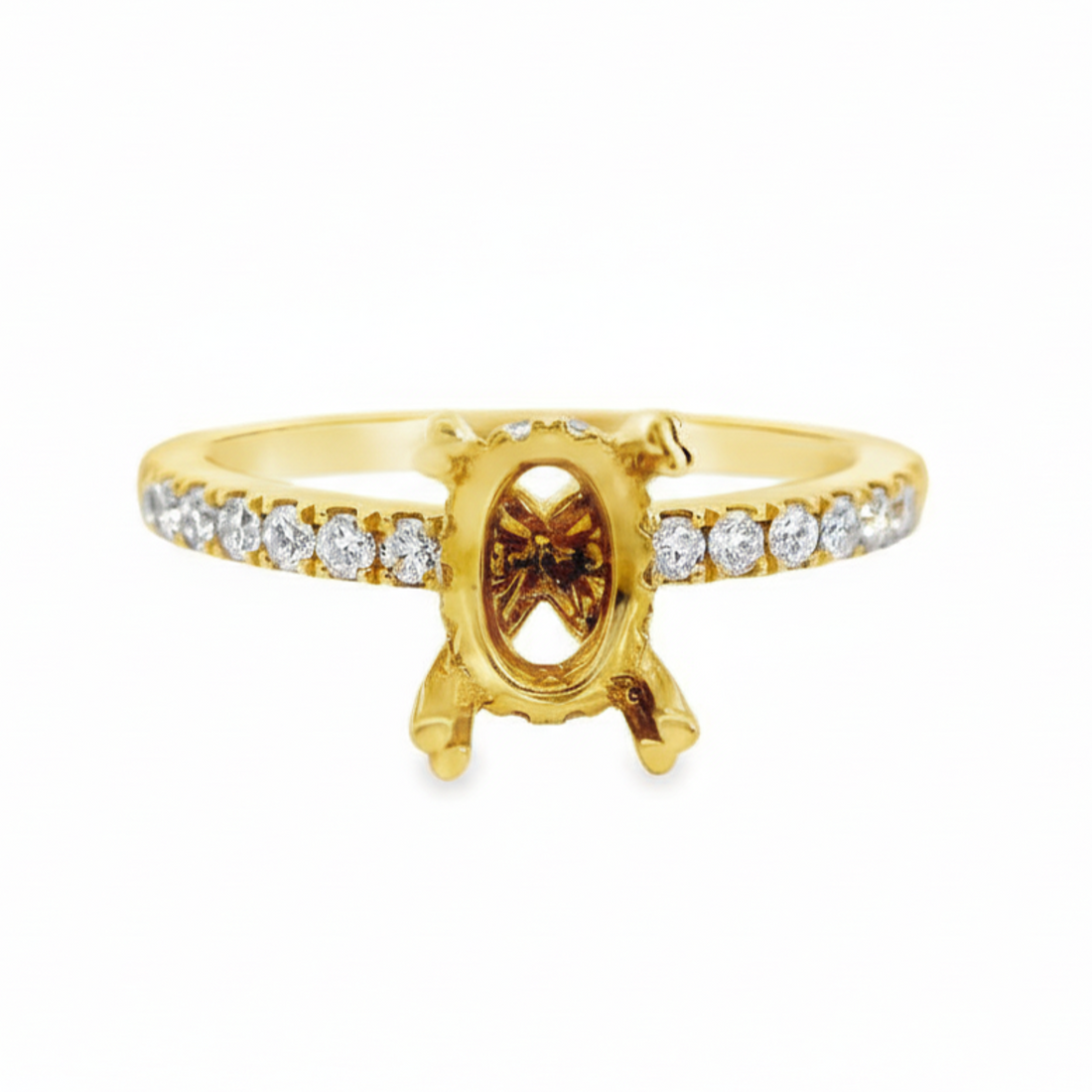 18kt Yellow Gold Full-Cut Diamond Hidden Halo Semi-Mount Ring (.23ct)