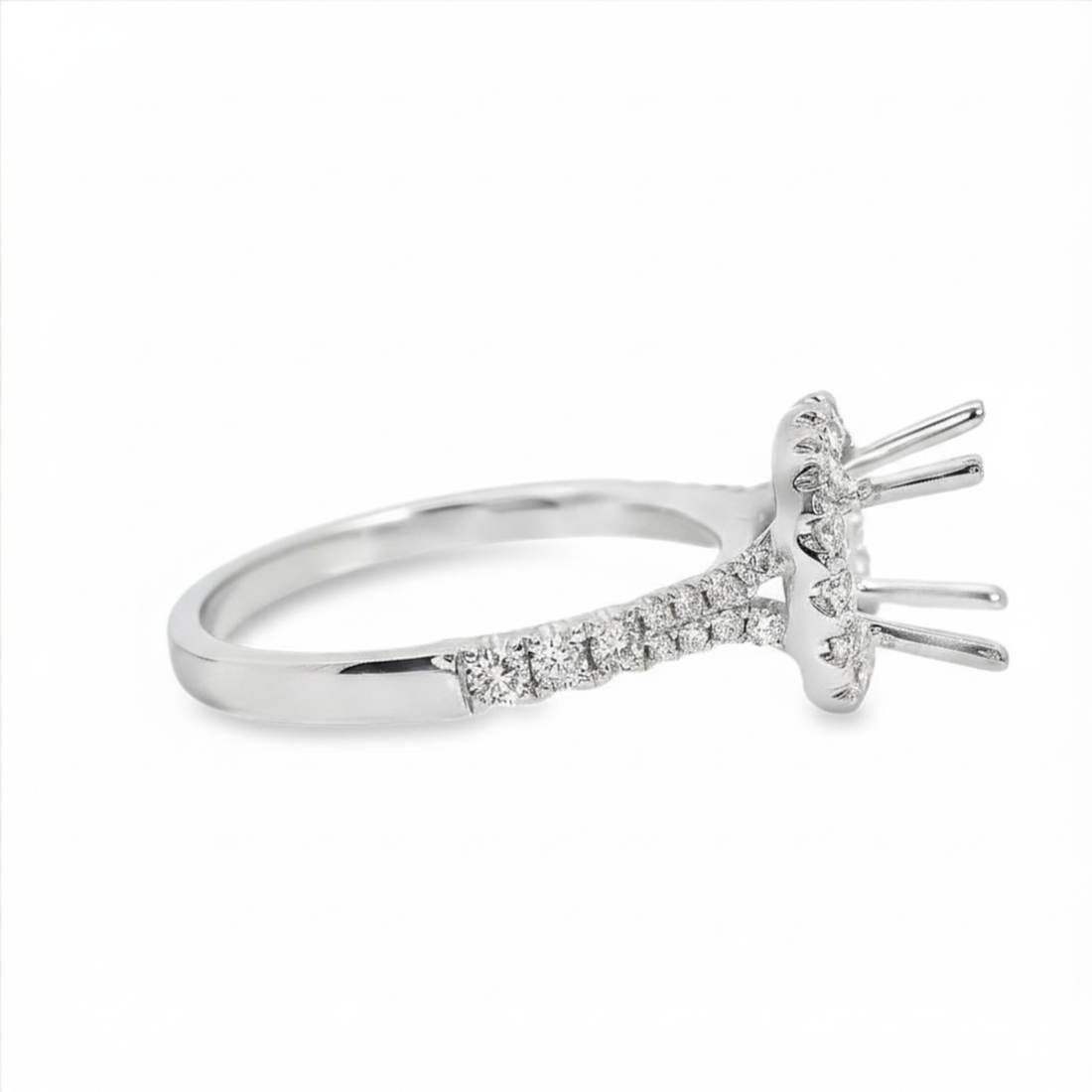 18kt White Gold Full Cut Diamond Halo Semi-Mount Ring (.47ct)