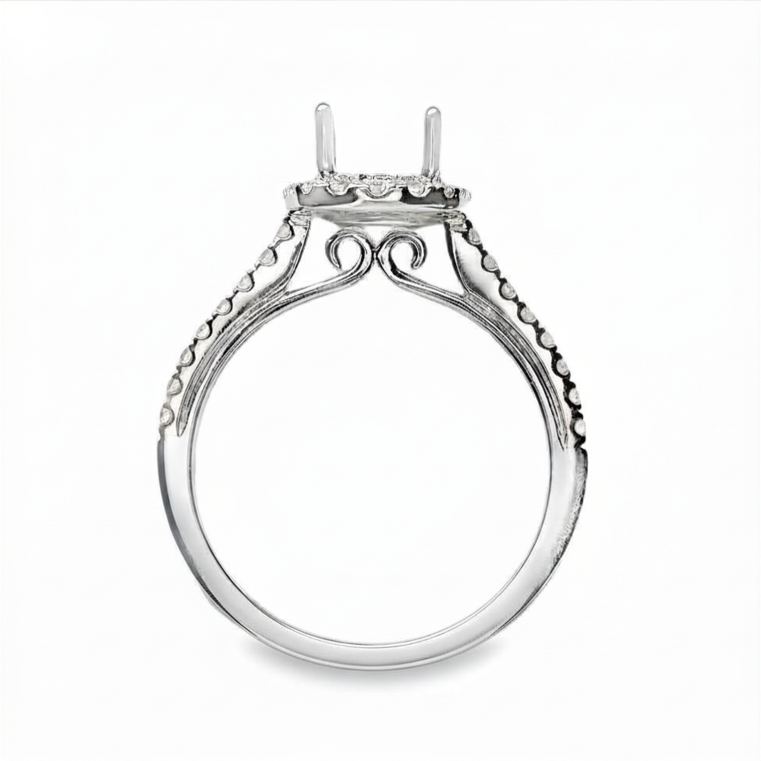 18kt White Gold Full-Cut Diamond Halo Semi-Mount Ring (.37ct)