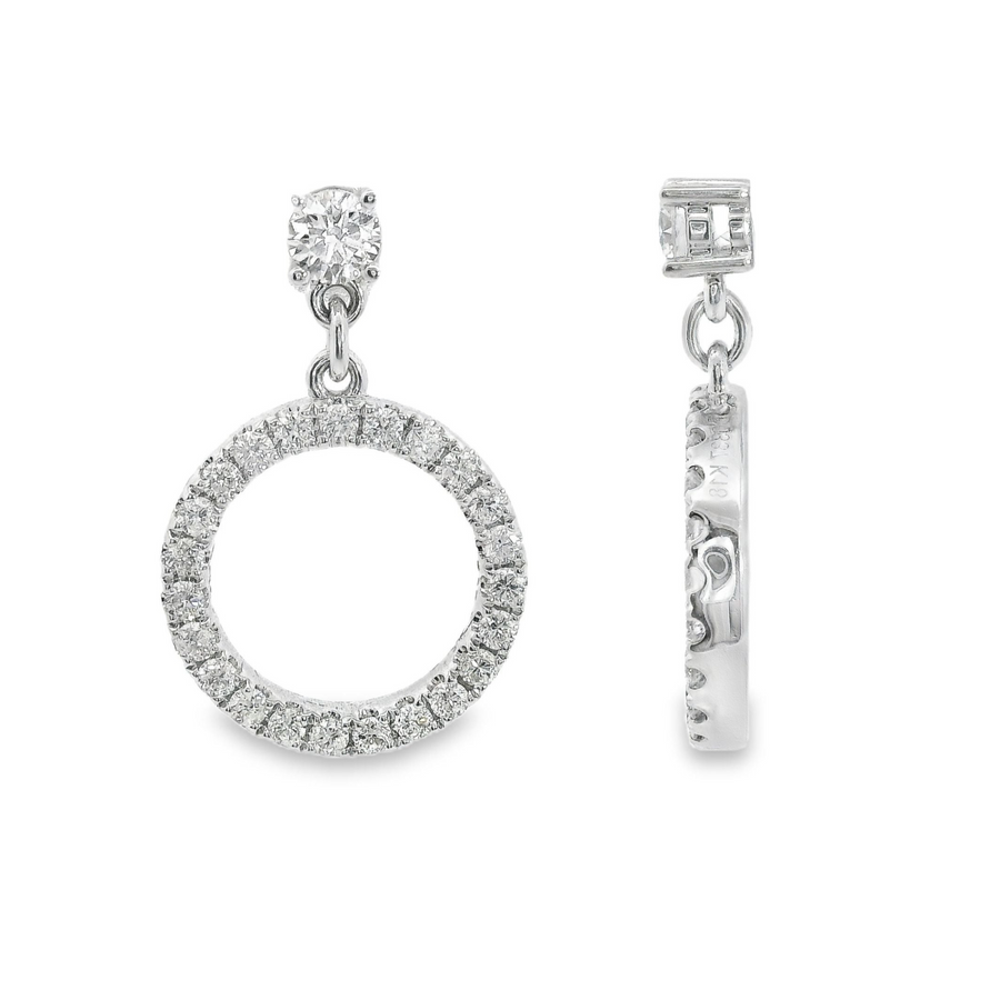 18kt White Gold Natural Diamonds Circle Drop Earrings (0.67ct)