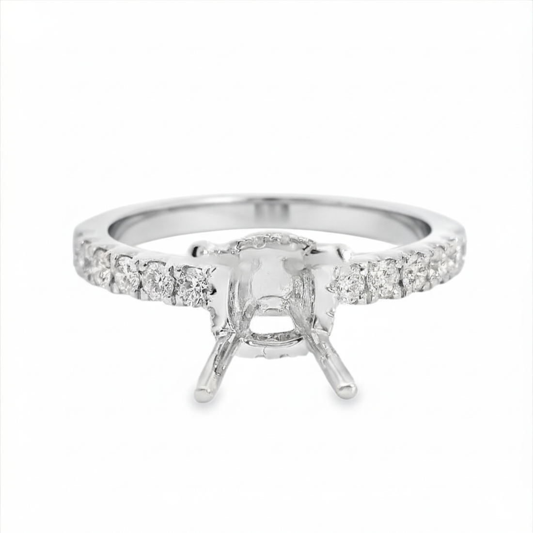18kt White Gold Full-Cut Diamond Hidden Halo Semi-Mount Ring (.38ct)