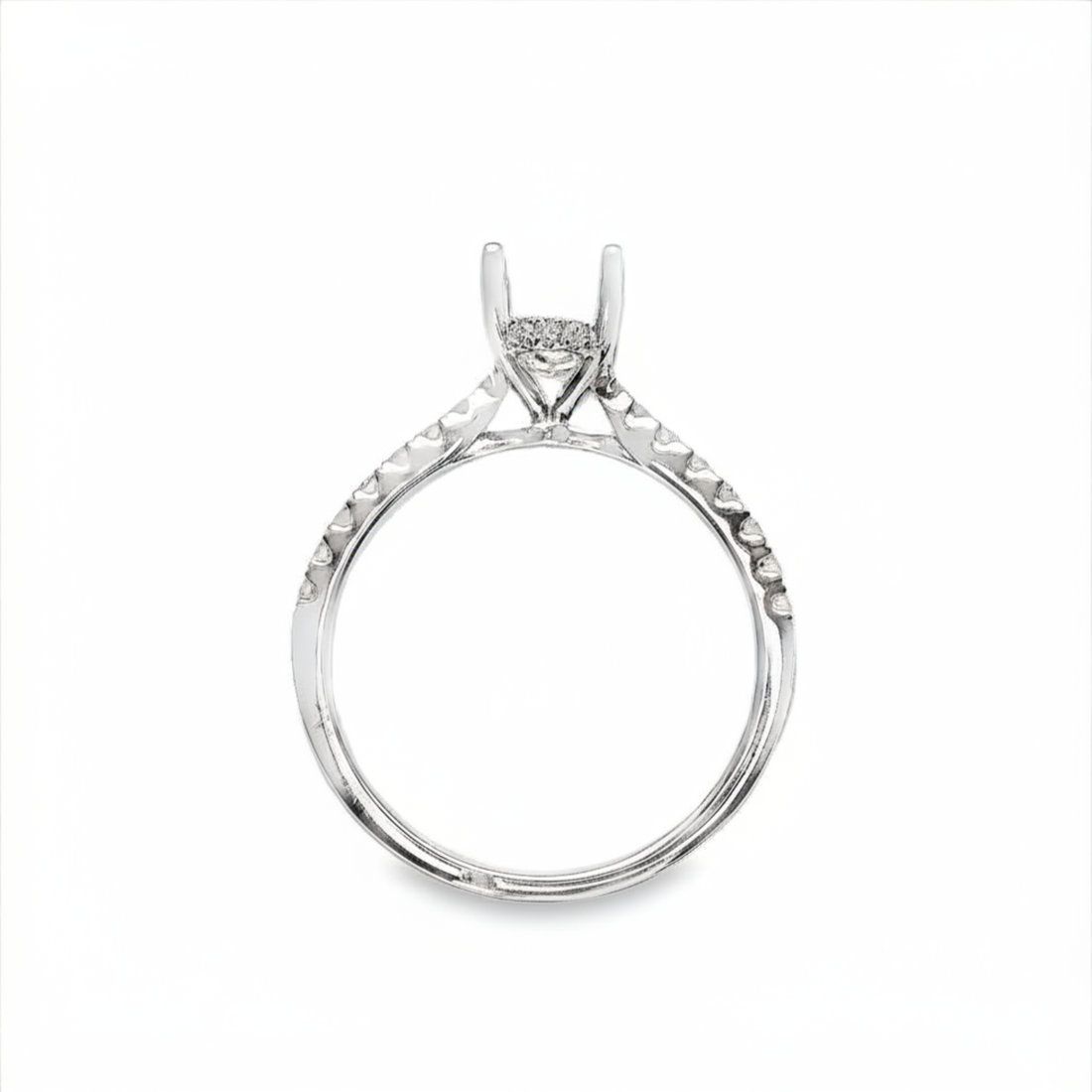 18kt White Gold Hidden Halo Natural Diamonds Semi-Mount Ring (0.26ct)