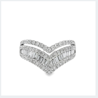 18kt White Gold Natural Full and Baguette Diamonds Chevron Ring (0.94ct)