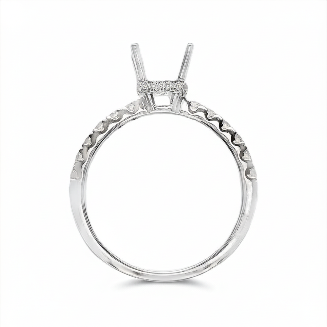 18kt White Gold Full-Cut Diamond Hidden Halo Semi-Mount Ring (.38ct)