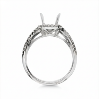 18kt White Gold Round Diamond Halo Semi-Mount Ring (.77ct)
