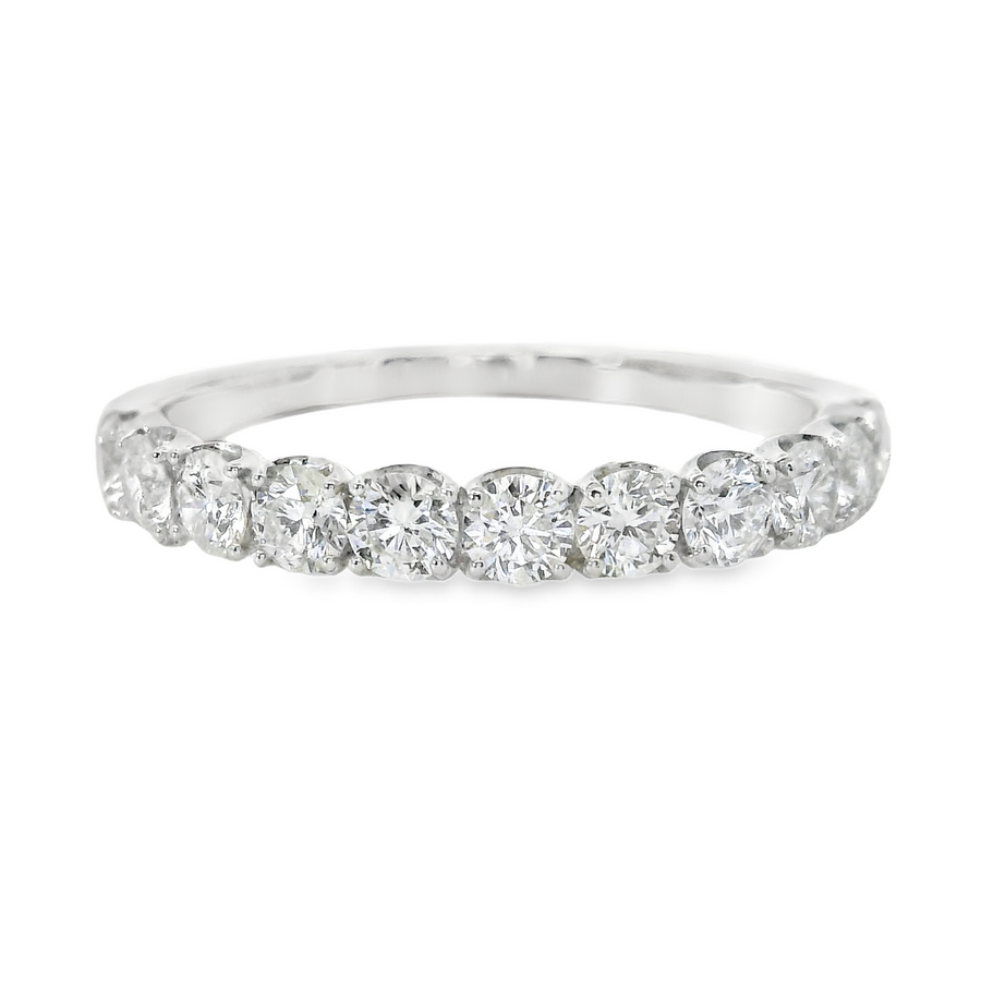 18kt White Gold Natural Round Diamond Wedding Ring (.81ct)