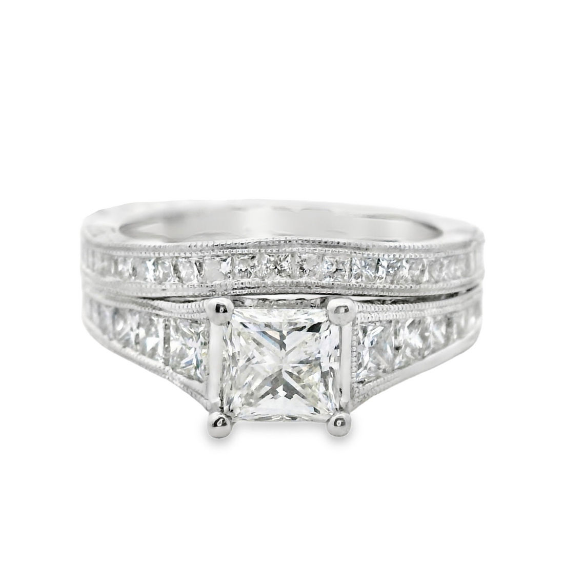 14kt White Gold Natural Princess Diamond Engagement Rings (2.33ct)