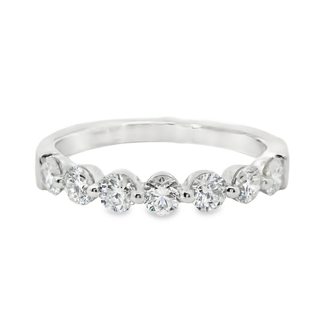18kt White Gold Shared Prong Diamond Wedding Ring (.75ct)