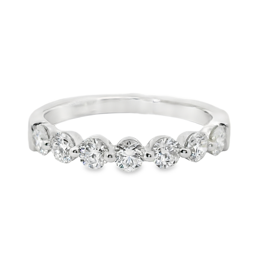 18kt White Gold Shared Prong Diamond Wedding Ring (.75ct)