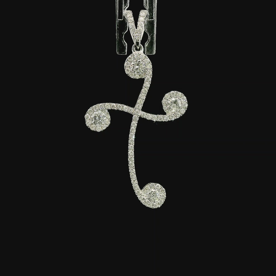 14kt White Gold Natural Diamond Cross Pendant (0.38ct)
