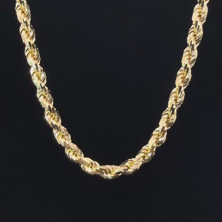 14K Yellow Gold 20" 5.0mm Diamond Cut Rope Chain (49.56g)