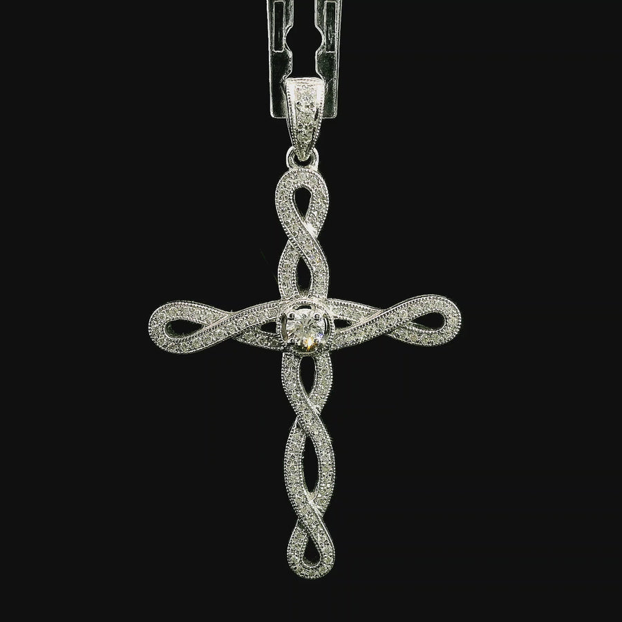 18kt White Gold Natural Diamond Cross Pendant (0.28ct)