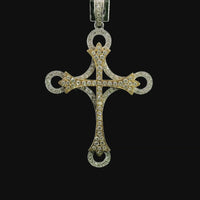 18kt Tu-Tone Gold Natural Diamond Cross Pendant (0.69ct)