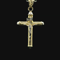 14kt Two-Tone Gold Italian Made Crucifix Pendant (1.77g)