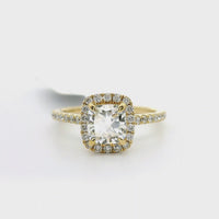 18kt Yellow Gold Natural Cushion Diamond Halo Engagement Ring (1.34ct)