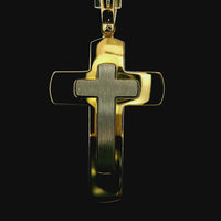 18kt Two-Tone Gold Italian Made Cross Pendant (14.93g)