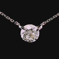 18kt White Gold Natural Round Diamond Solitaire Pendant (.72ct)