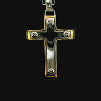 18kt Two-Tone Gold Italian Made Cross Pendant (2.6g)