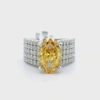 18kt White Gold Lab-Grown Fancy Vivid Yellow Diamond and Natural Round Diamond Engagement Ring (5.11ct)