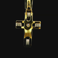 18kt Two-Tone Gold Italian Made Cross Pendant (3.39g)