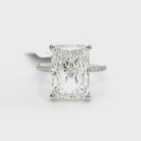 18kt White Gold Lab-Grown Radiant (4.95ct) and Natural Full Cut Diamonds (.31ct) Engagement Ring (5.26ct)