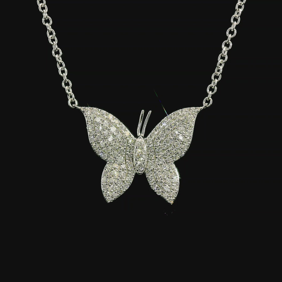 18kt White Gold Natural Diamond Butterfly Pendant (0.36ct)