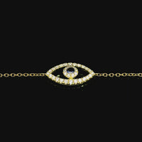 18kt Yellow Gold Natural Sapphire and Natural Full Cut Diamond Evil Eye Bracelet (.25ct)