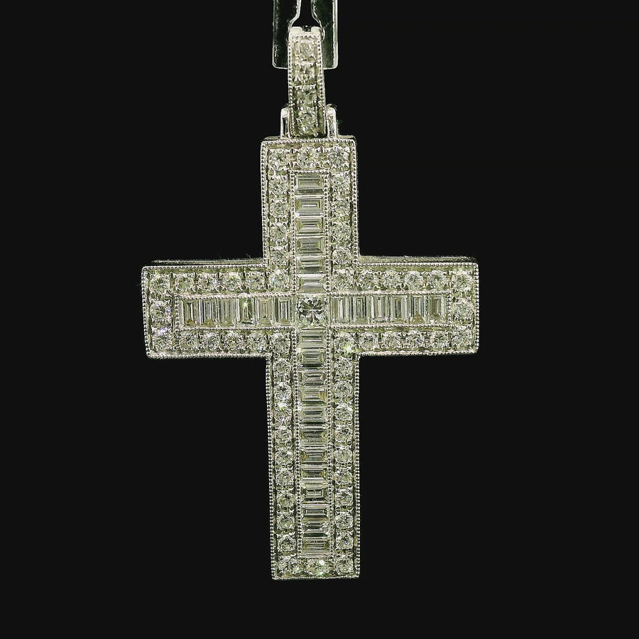 18kt White Gold Natural Diamond Cross Pendant (1.65ct)
