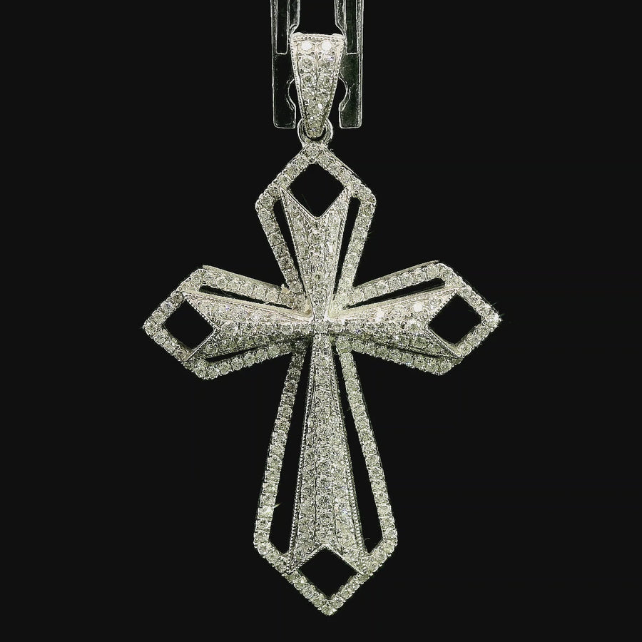 18kt White Gold Natural Diamond Cross Pendant (0.82ct)